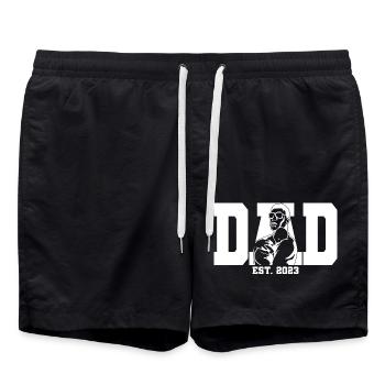 Dad Est. 2023, Dad To Be, Pregnancy Announcement - Swim Trunks - black - Front - AI Model Male 185 light (185cm)