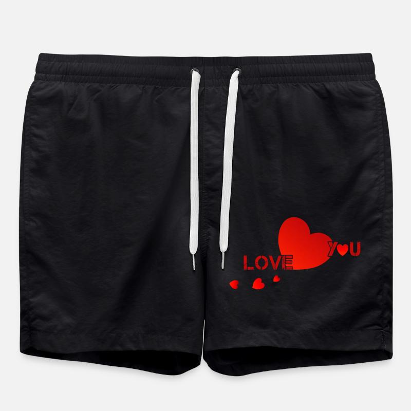 Je t’aime je t’aime cœurs rouges - Short de bain - noir