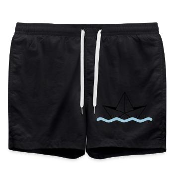 Paper Ship - Swim Trunks - black - Front - AI Model Male 185 light (185cm)