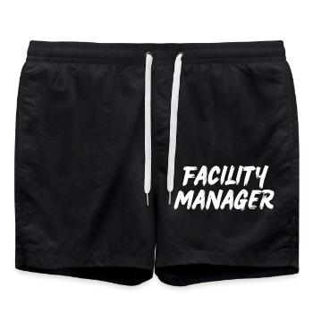 Facility Manager In-house technician Caretaker - Swim Trunks - black - Front - AI Model Male 185 light (185cm)