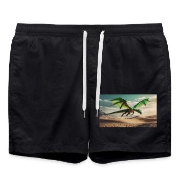 Un dragon vert majestueux réaliste vole - Short de bain - noir - Devant - AI Model Male 185 light (185cm)