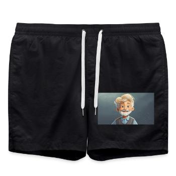 funny hooey kids grow beards - Swim Trunks - black - Front - AI Model Male 185 light (185cm)