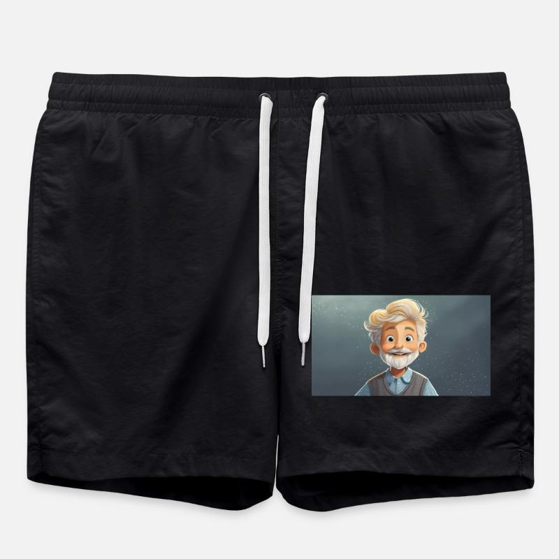 funny hooey kids grow beards - Swim Trunks - black