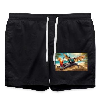 funny hooey a bat loves the sun - Swim Trunks - black - Front - AI Model Male 185 light (185cm)