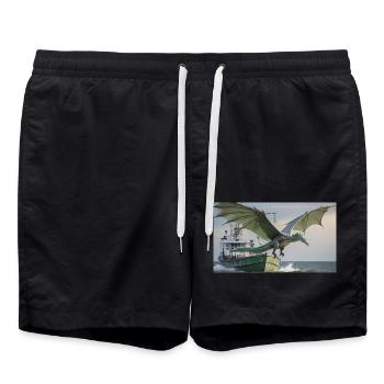 Ein realistischer böser dunkler Drache jagt Fische - Badeshorts - Schwarz - Vorne - AI Model Male 185 light (185cm)