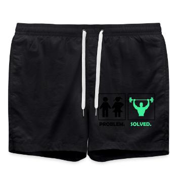 Problem solved fitness - Swim Trunks - black - Front - AI Model Male 185 light (185cm)