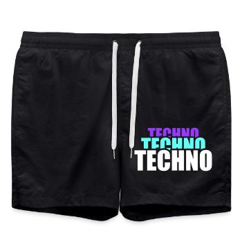 Techno Love Citation Dire Musique Fête Célébrer Logo - Short de bain - noir - Devant - AI Model Male 185 light (185cm)