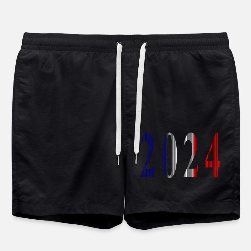 2024 Blue White Red - Swim Trunks - black