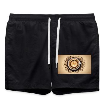 A Coffee Bean Latte from The Coffee Bean - Swim Trunks - black - Front - AI Model Male 185 light (185cm)