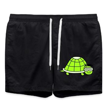 Tortue mignonne DJ mignon Musique de fête Animal - Short de bain - noir - Devant - AI Model Male 185 light (185cm)