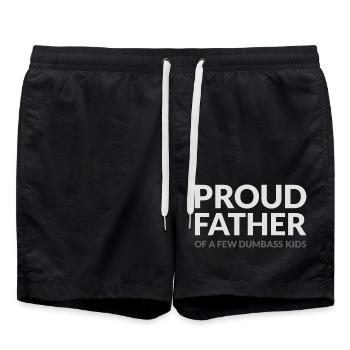 PROUD FATHER OF A FEW DUMBASS KIDS - STOLZER VATER - Swim Trunks - black - Front - AI Model Male 185 light (185cm)