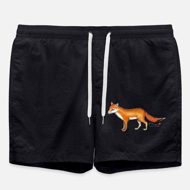 Fox (Vulpes vulpes) - Swim Trunks - black