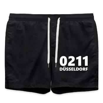 0211 Vorwahl Düsseldorf NRW Rhein - Badeshorts - Schwarz - Vorne - AI Model Male 185 light (185cm)