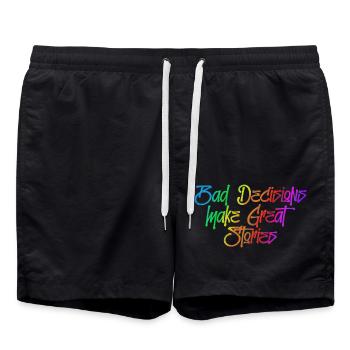 Bad decisions make great stories - Swim Trunks - black - Front - AI Model Male 185 light (185cm)