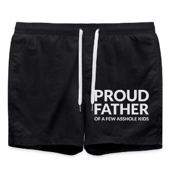 PROUD FATHER OF A FEW ASSHOLE KIDS - STOLZER VATER - Swim Trunks - black - Front - AI Model Male 185 light (185cm)