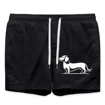 Dackel Teckel Silhouette Hund - Badeshorts - Schwarz - Vorne - AI Model Male 185 light (185cm)