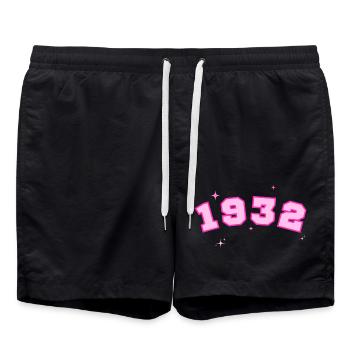 1932 rose star - Swim Trunks - black - Front - AI Model Male 185 light (185cm)