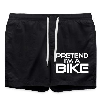 Pretend I'm a Bike - Funny Bike Costume - Swim Trunks - black - Front - AI Model Male 185 light (185cm)