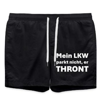 Mon camion ne se gare pas, il trône - Short de bain - noir - Devant - AI Model Male 185 light (185cm)