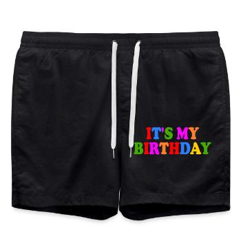 Its my birthday - Short de bain - noir - Devant - AI Model Male 185 light (185cm)