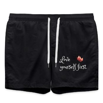 Love yourself first - Badeshorts - Schwarz - Vorne - AI Model Male 185 light (185cm)