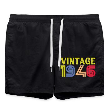 Geburtstagsgeschenk Retro Vintage 1946 Vintage - Badeshorts - Schwarz - Vorne - AI Model Male 185 light (185cm)