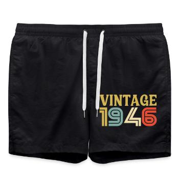 Geburtstagsgeschenk Retro Vintage 1946 Vintage - Badeshorts - Schwarz - Vorne - AI Model Male 185 light (185cm)