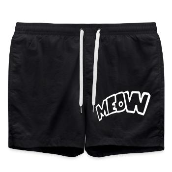 Meow Cat Comic Meow Lettres Chaton Texte Citation - Short de bain - noir - Devant - AI Model Male 185 light (185cm)
