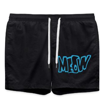 Meow Cat Comic Meow Lettres Chaton Texte Citation - Short de bain - noir - Devant - AI Model Male 185 light (185cm)