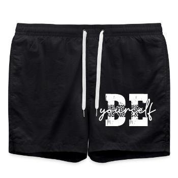 Soyez vous-même Imprimé léopard Style Motivation Vintage - Short de bain - noir - Devant - AI Model Male 185 light (185cm)