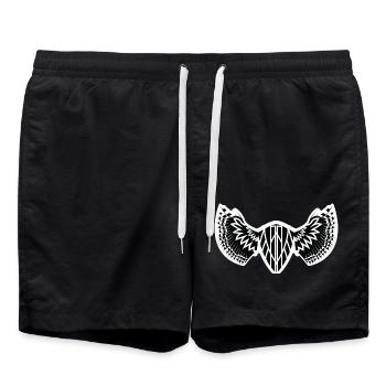 The Mystical Winged Ancient Shield - Swim Trunks - black - Front - AI Model Male 185 light (185cm)