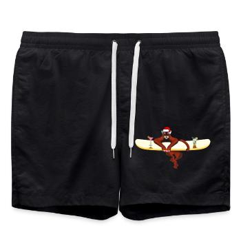 Katze auf einem Surfbrett - Badeshorts - Schwarz - Vorne - AI Model Male 185 light (185cm)