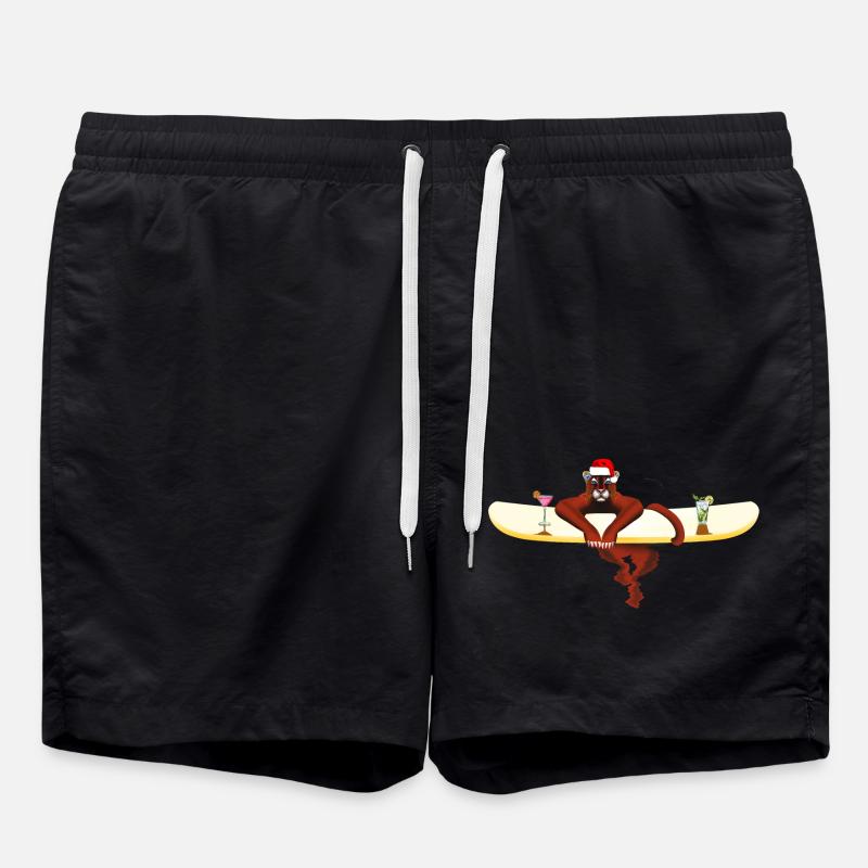 Chat sur une planche de surf - Short de bain - noir