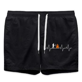Fire Brigade Heartbeat ECG - Swim Trunks - black - Front - AI Model Male 185 light (185cm)