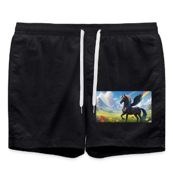 Black Alicorn Rainbow - Swim Trunks - black - Front - AI Model Male 185 light (185cm)