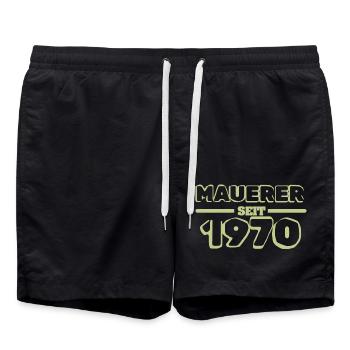 Maître maçon 1970 - Short de bain - noir - Devant - AI Model Male 185 light (185cm)