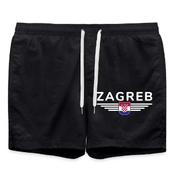 Zagreb Fan T-Shirt for Croatia Lovers - Swim Trunks - black - Front - AI Model Male 185 light (185cm)
