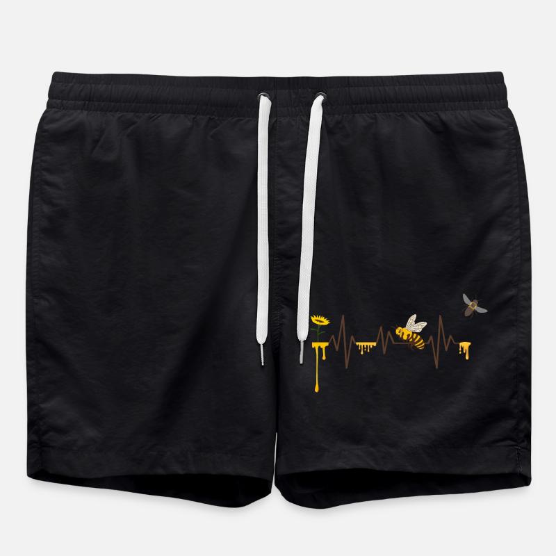 Heartbeat Bees - Gift Idea - Swim Trunks - black