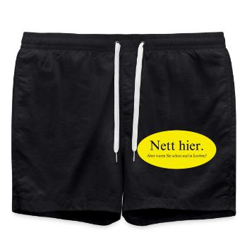 Nett hier, aber waren Sie schon mal in Leoben? - Badeshorts - Schwarz - Vorne - AI Model Male 185 light (185cm)
