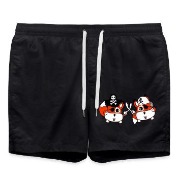 2 petit pirate mignon renards oeil sabre duel - Short de bain - noir - Devant - AI Model Male 185 light (185cm)