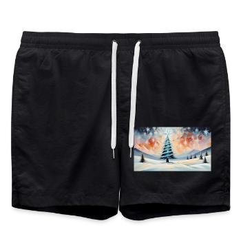 Sapin de Noël 1 - Short de bain - noir - Devant - AI Model Male 185 light (185cm)