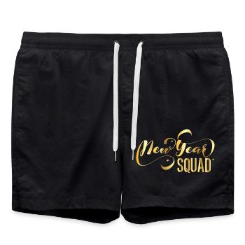 New Year Squad – Cool New Year's Eve Design - Swim Trunks - black - Front - AI Model Male 185 light (185cm)