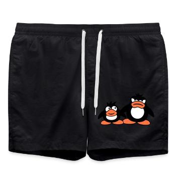 Pinguin zwei Freunde 2 Team großer Bruder wütend - Badeshorts - Schwarz - Vorne - AI Model Male 185 light (185cm)