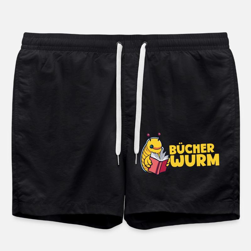 Bücherwurm - Badeshorts - Schwarz