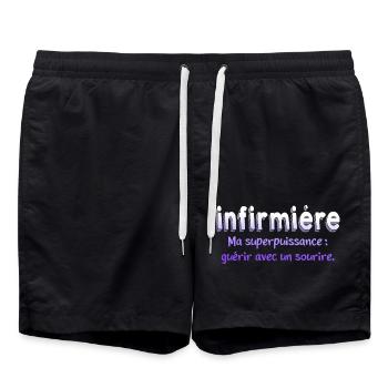 infirmière ma superpuissance humour - Short de bain - noir - Devant - AI Model Male 185 light (185cm)