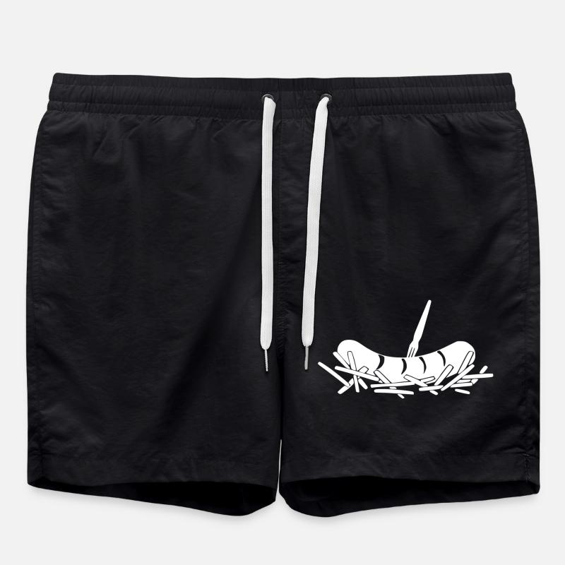 French fries currywurst - Swim Trunks - black
