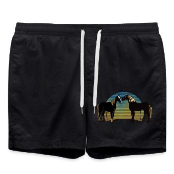 Pferde - Badeshorts - Schwarz - Vorne - AI Model Male 185 light (185cm)