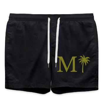 Lettre m vert Palm - Short de bain - noir - Devant - AI Model Male 185 light (185cm)