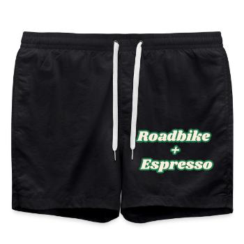 Roadbike + Espresso - Badeshorts - Schwarz - Vorne - AI Model Male 185 light (185cm)