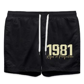 Original 1981 Retro 1981 Geburtstagsgeschenk 1981 - Badeshorts - Schwarz - Vorne - AI Model Male 185 light (185cm)